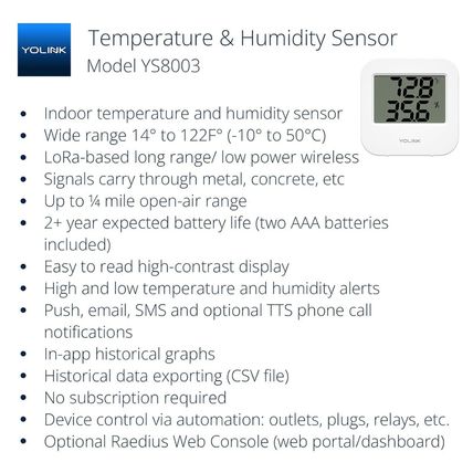 Yolink Smart Wireless Temperature & Humidity Sensor, 3-Pack, Wide Temp Range for