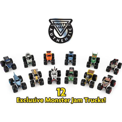 Monster Jam, Official 12-Pack of 1:64 Scale Die-Cast Monster Trucks for Boys and