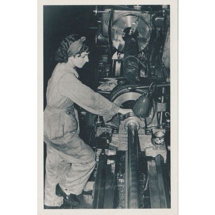 Postcard WW2 War Weapons Ministry of Supply Factory Woman Gun Barrels Nostalgia