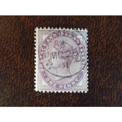 1881 GB Queen Victoria SG172 1d lilac used stamp date West Mersea March 26 1901