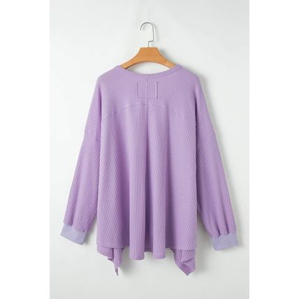 Orchid Petal Plus Size Waffle Knit Exposed Seam Flowy Top