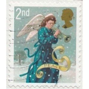 2007 Christmas (2) 2nd Value. Angel Playing Trumpet. (Peace). Fine Used On Piece