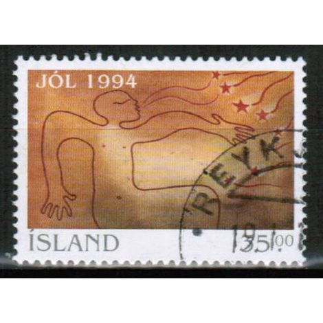 1994 Iceland - Sc# 791 used - Christmas Stars & man 35.00kr