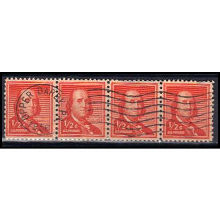 Used 1030 1/2c Benjamin Franklin (4) Upper Darby, PA. E1945