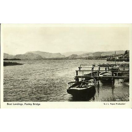 Westmorland POOLEY BRIDGE Boat Landings Postcard (Topaz 1021)