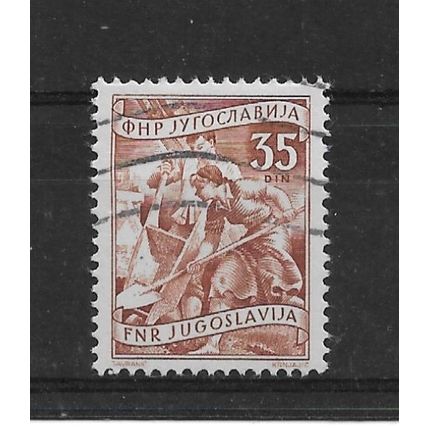 Yugoslavia.SG713 35d Man and Woman with Wheelbarrow (Brown).Fine Used.Feb23