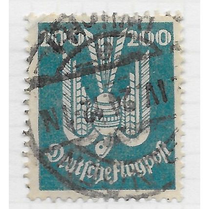 EMPIRE GERMANY 1924 AIR AIRMAIL MAIL 200Pf DIVING WOOD PIGEON Mi 349 USED DATED