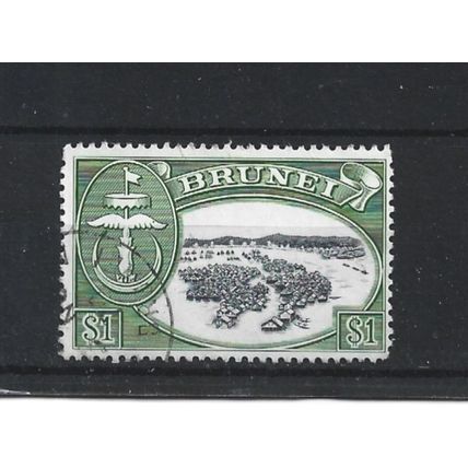 Brunei.SG129 $1 Native Houses,Water Village.Paper Unchecked.Fine Used.Aug25b
