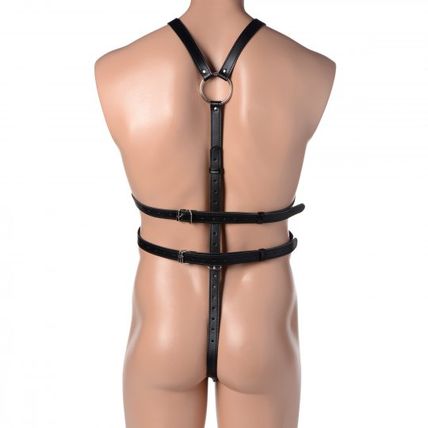 Male Full Body Harness Strict Faux Leather Bondage BDS&M Penis Ring BDSM S&M NEW