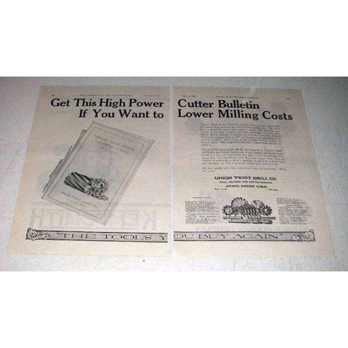 1922 Union Twist Drill High Power Undercut Cutters Ad