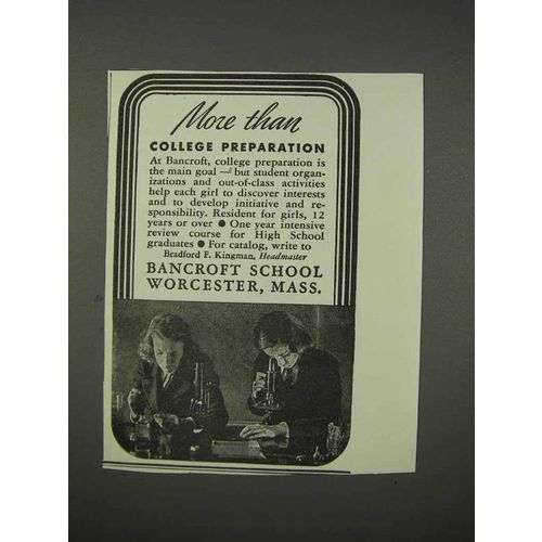 1941 Bancroft School Ad - More Than College Preparation