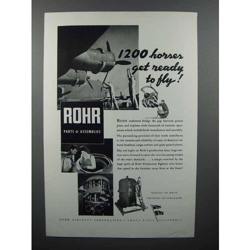 1943 Rohr Aircraft Ad - 1200 Horses Get Ready to Fly