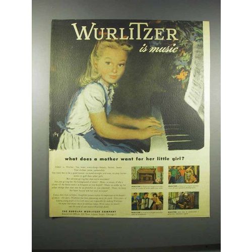 1943 Wurlitzer Pianos, Juke-boxes, Accordion, Organ Ad