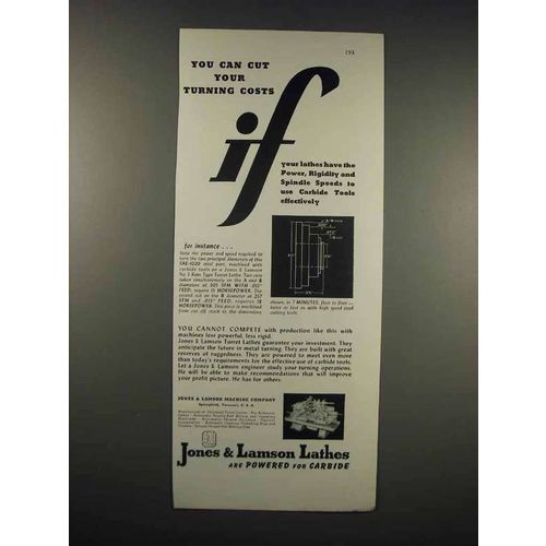 1948 Jones & Lamson Lathes Ad - Cut Your Costs