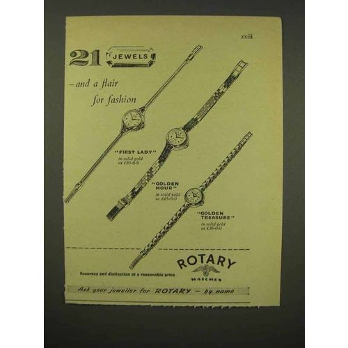 1956 Rotary Golden Hour, Golden Treasure Watch Ad