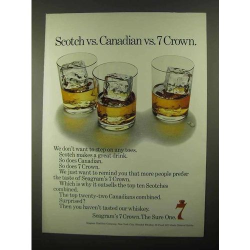 1968 Seagram's 7 Crown Whiskey Ad - Scotch vs. Canadian