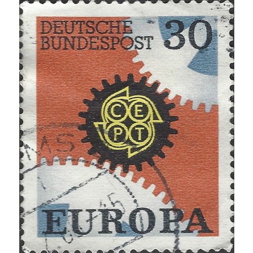 GERMANY, Europa, CEPT, Cogs, orange & blue 1967, 30pf, #4