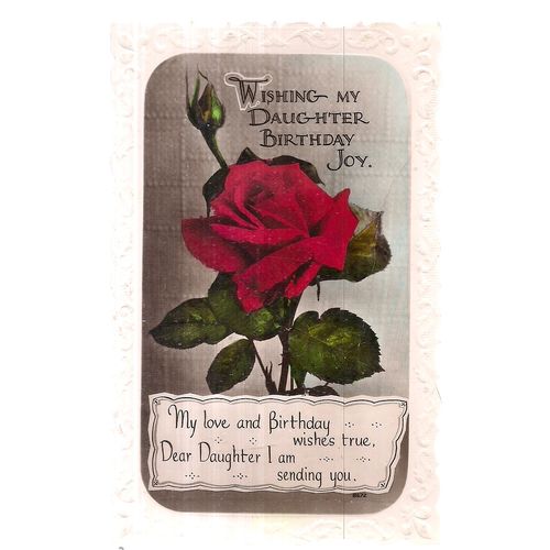 WISHING MY DAUGHTER BIRTHDAY JOY .. used vintage postcard 1938 Windsor series