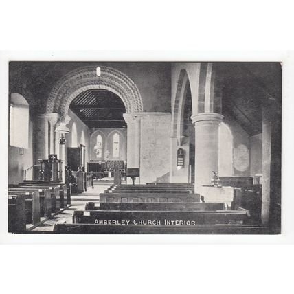 The Church Interior Amberley Postcard West Sussex