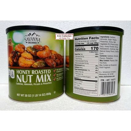Savanna Orchards Honey Roasted Nut Mix Cashews, Almonds, Peanuts & Pistachios