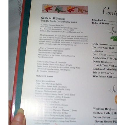 1993 Oxmoor House - - Quilts For All Seasons - - Hardcover Book