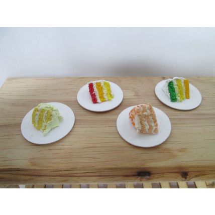 DOLLS HOUSE MINIATURE FOOD 4 SLICES OF CAKE - 12TH SCALE Handmade