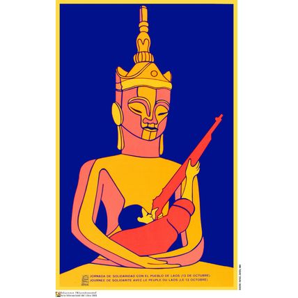 Political OSPAAAL POSTER.LAO.Laos war.ASIA.Asian God as29.Revolution Art Design