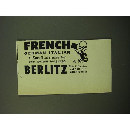 1950 Berlitz School of Language Ad - French German-Italian