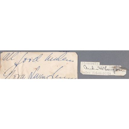 Andra McLaughlin Ice Skater Antique Hand Signed Autograph Page Strip
