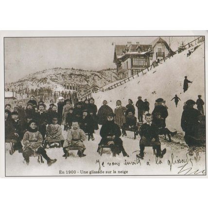 1900 Sports D'Hiver Winter Sports Sleigh Snow Bicycles French Postcard