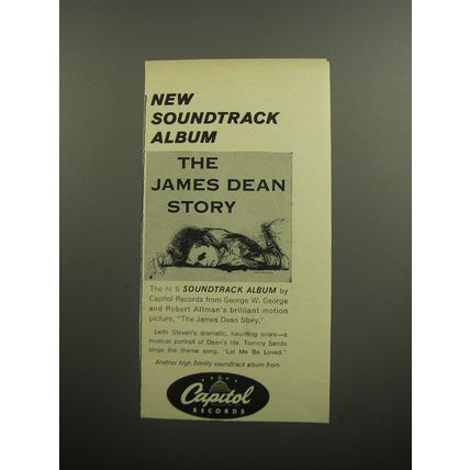 1957 Capitol Records Ad -The James Dean Story - New Soundtrack Album