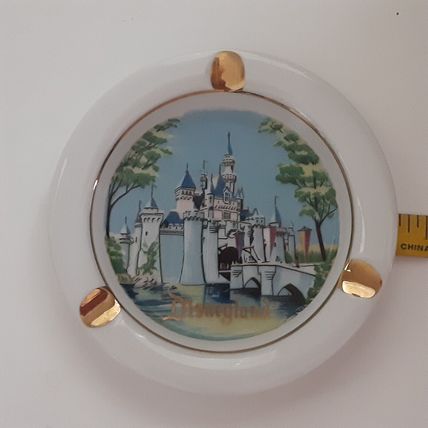 Dinseyland Ashtray White Porcelain Glass Walt Disney Productions CA Vintage