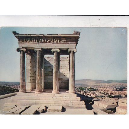 Athens The Temple of Victory Greece Postcard unused crease