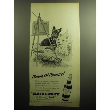1958 Black & White Scotch Ad - art by Morgan Dennis - Picture of Pleasure!