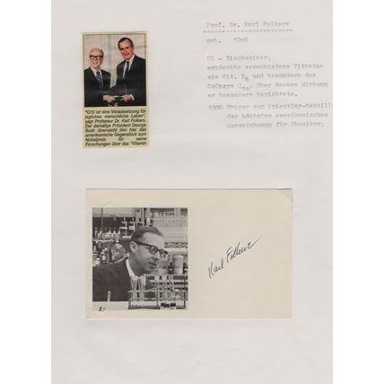 Karl Folkers American Medal Professor Biochemistry Hand Signed Picture