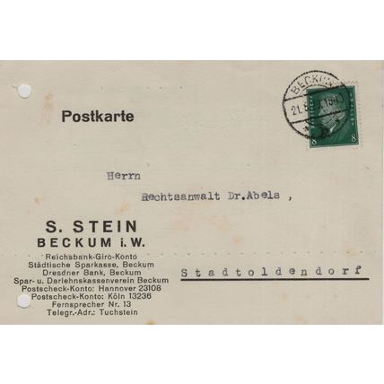 Dresdner Bank Beckum Rhine German Money Receipt To Doctor Old Postcard