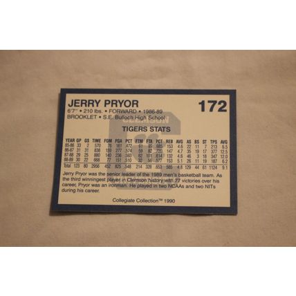 Jerry Pryor 1990 Collegiate Collection Clemson NO. 172