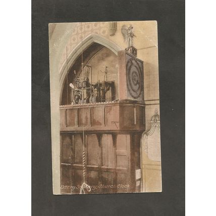 Postcard Devon Ottery St Mary Church clock