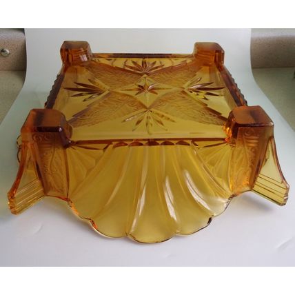 Art Deco Brockwitz Amber Glass Fruit Bowl c.1936.