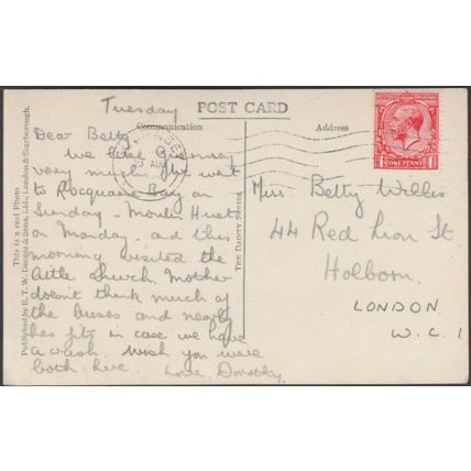 Rocquaine Bay from Plienmont, Guernsey, 1932 - ETW Dennis RP Postcard