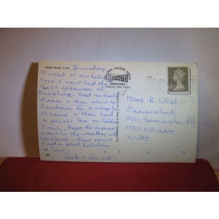 WINKLE STREET, CALBOURNE, ISLE OF WIGHT used postcard by G Dean 1981 pm =