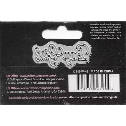 Crafter's Companion. Die'Sire. Boy/Girl Die. Die Cutting Cardmaking Scrapbooking