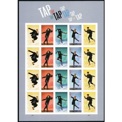 Tap Dancing Full Sheet of 20 Current Rate Postage Stamps Scott 5609-13