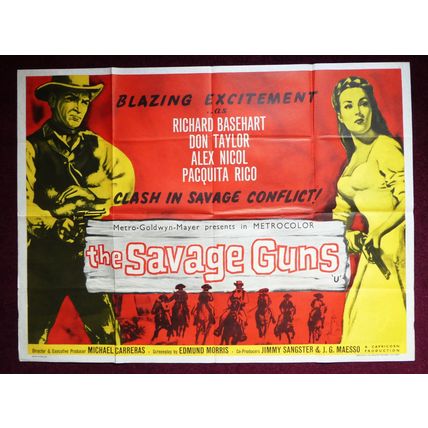 SAVAGE GUNS, The (1961) Vintage U.K. Quad **Richard Basehart** HAMMER FILM LINK