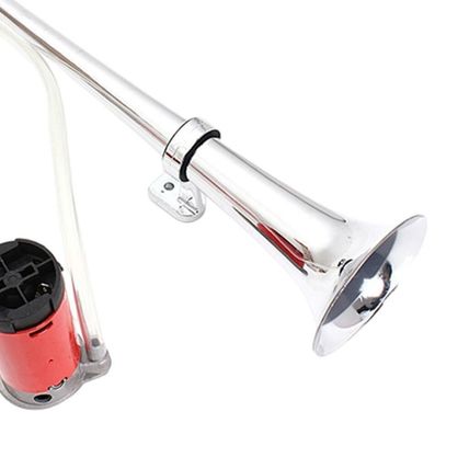 Long 12V 150db Air Horn kit, Super Loud Chrome Zinc Single Trumpet Truck
