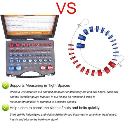 44Pcs Nut and Bolt Thread Checker, 23 Inch & 21 Metric Box Set Thread Gauge, Thr