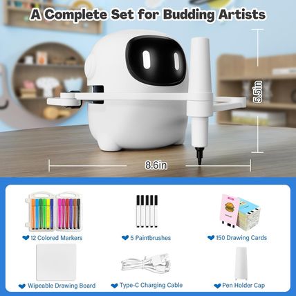 Drawing Robot for Kids with 150 Cards, Voice Interactive Educational Drawing Mac