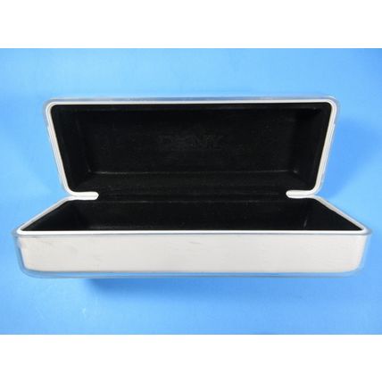 DKNY Donna Karan Hard Clamshell Eyeglasses Sunglasses Case White Black Velvet