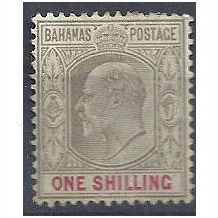 Bahamas 1907 SG68 1/- Brownish Grey & Carmine Mounted Mint . .
