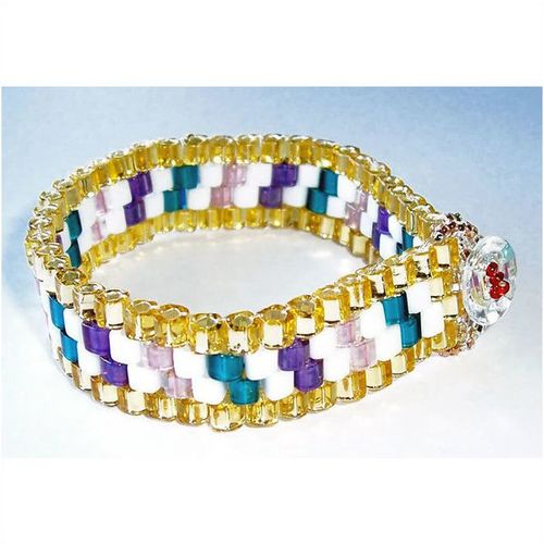 Bracelet #038 miyuki woven glass beaded cuff 7.5 inch unisex costume jewelry